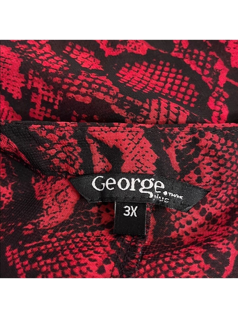 😍SHOW SPECIAL George Red Snake Print Long Sleeve Sheer Blouse 3X - Picture 5 of 8